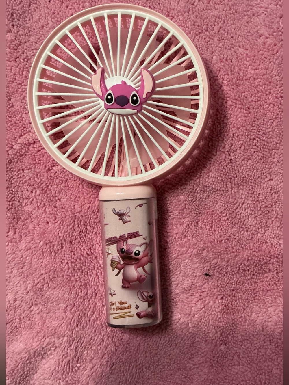 Cute Pink Handheld Lilo &stitch(Angel) USB portable fan
